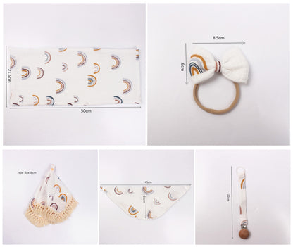 Baby Rabbit & Lion Newborn Gift Set -Towel, Socks, Teether & Hair Band