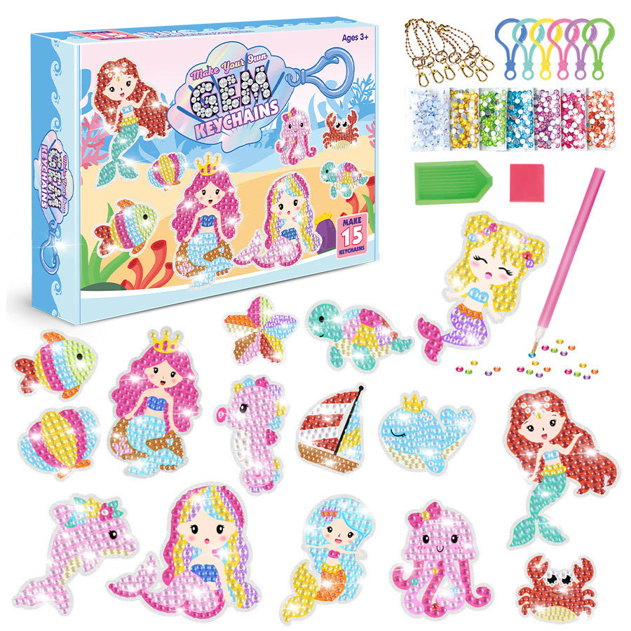 Cartoon Ice Cream DIY Diamond Painting Keychain for Kids