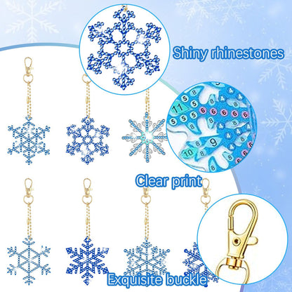 12-Pack Snowflake 5D Rhinestone Keychain DIY Ornament Set