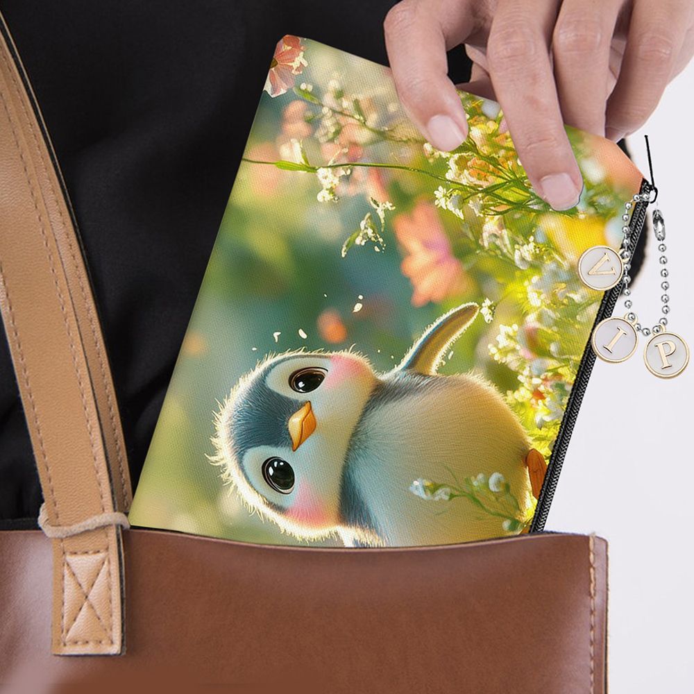 Paintable Canvas Pouch Set with Letter Charms and Chains for DIY Crafts