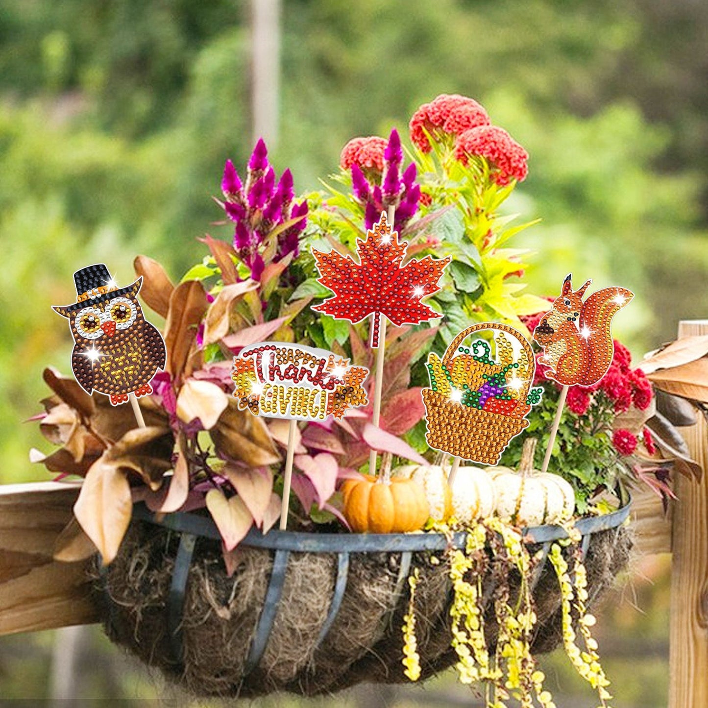 12-Pack Fall 5D Rhinestone DIY Thanksgiving Ornaments