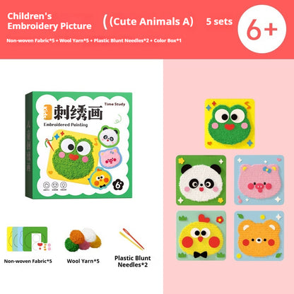 Cute Animal Kids' Hand-Embroidery Art Kit