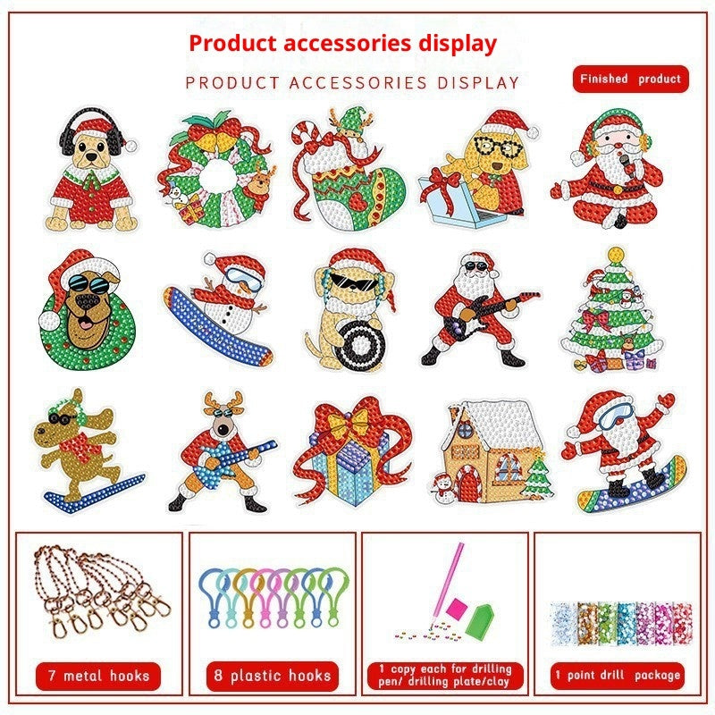 Christmas Diamond Painting Keychain Handmade Spot Drill DIY Painting