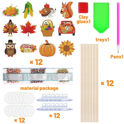 12-Pack Fall 5D Rhinestone DIY Thanksgiving Ornaments