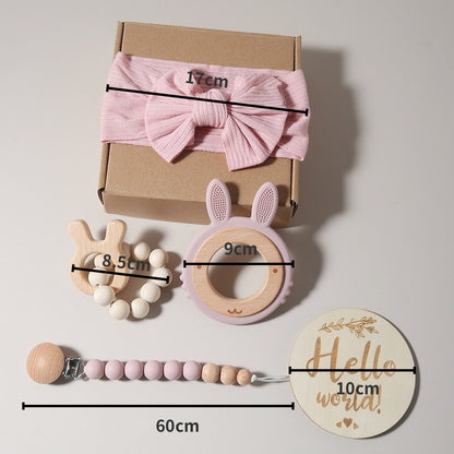 Baby Wooden Silicone Rabbit Toothpaste Set