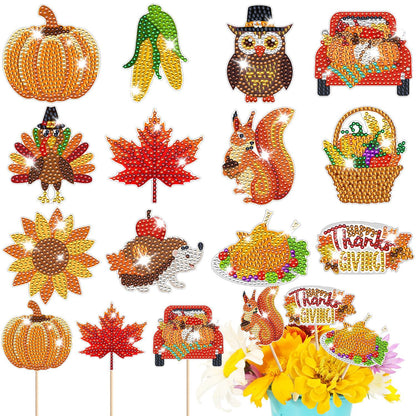 12-Pack Fall 5D Rhinestone DIY Thanksgiving Ornaments