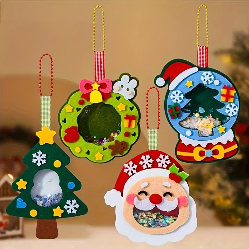 4PCS Christmas Felt Ornament Craft Kit Handmade Holiday Decoration Set