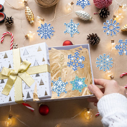 12-Pack Snowflake 5D Rhinestone Keychain DIY Ornament Set
