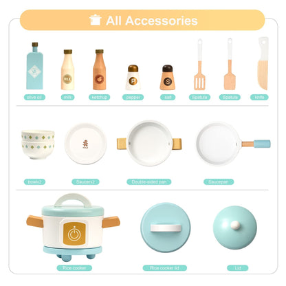 ROBOTIME DIY Pretend Play Kitchen Set – Cooking Toy Gift for Boys & Girls