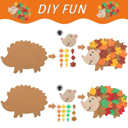 8 Pcs Fall Hedgehog Craft Kits with Leaves and Wiggle Eyes